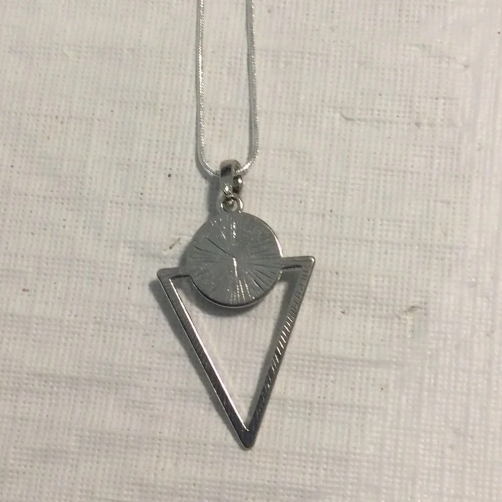 Turquoise and Silver Color Geometric Pendant Necklace *